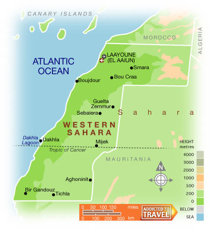 western sahara physical map